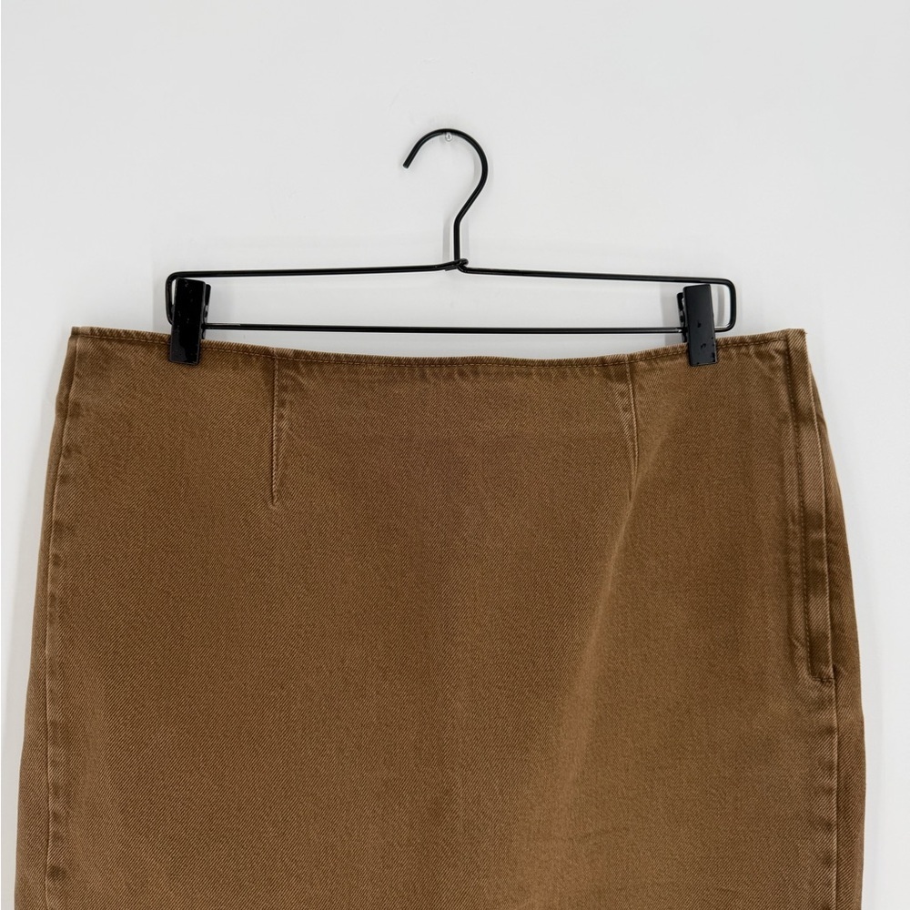 Cos Brown Straight Denim High Waisted Midi Skirt
